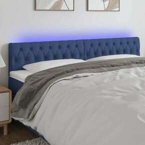 Greatstore LED posteljno vzglavje modro 180x7x78/88 cm blago