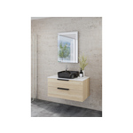 TBoss Kopalniška omarica z umivalnikom Nola 90 cm, naraven hrast, pult bela visoki sijaj