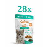 Calibra Life hrana za mačke, Sterilised, koščki lososa v omaki, 28 x 85 g