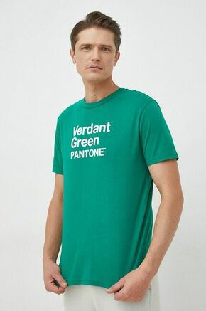 Bombažna kratka majica United Colors of Benetton zelena barva - zelena. Kratka majica iz kolekcije United Colors of Benetton. Model izdelan iz bombažnega materiala.