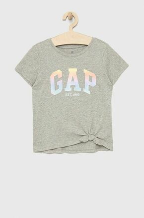 GAP bombažna otroška majica - siva. T-shirt otrocih iz zbirke GAP. Model narejen iz tkanine z uporabo.