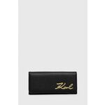 Denarnica Karl Lagerfeld ženski, črna barva - črna. Velika denarnica iz kolekcije Karl Lagerfeld. Model izdelan iz kombinacije naravnega in ekološkega usnja.