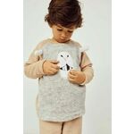 Otroška pižama zippy rjava barva - rjava. Otroški pižama iz kolekcije zippy. Model izdelan iz flisa.