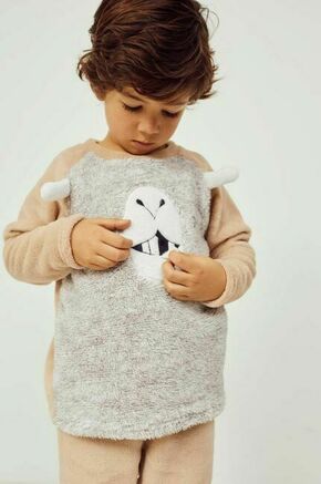 Otroška pižama zippy rjava barva - rjava. Otroški pižama iz kolekcije zippy. Model izdelan iz flisa.