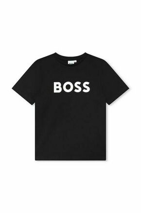 Otroška bombažna kratka majica BOSS bela barva - črna. Kratka majica iz kolekcije BOSS