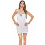 Amiatex Ženska obleka 74598, bela, UNIVERZáLNí