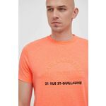 Bombažna kratka majica Karl Lagerfeld oranžna barva - oranžna. Lahkotna kratka majica iz kolekcije Karl Lagerfeld. Model izdelan iz tanke, elastične pletenine.