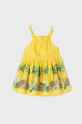 Obleka za dojenčka Mayoral rumena barva - rumena. Obleka za dojenčke iz kolekcije Mayoral. Nabran model izdelan iz pletenine.