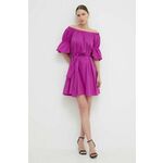Obleka Liu Jo vijolična barva - vijolična. Obleka iz kolekcije Liu Jo. Model izdelan iz tanke, rahlo elastične tkanine. Model iz zračne bombažne tkanine.