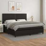 Box spring postelja z vzmetnico črna 200x200 cm umetno usnje - vidaXL - črna - 93,9 - 200 x 200 cm - vidaXL