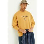 Pulover Guess Originals moška, rumena barva - rumena. Pulover iz kolekcije Guess Originals, izdelan iz udobne, rahlo elastične tkanine. Model z mehko oblazinjeno sredino zagotavlja mehkobo in dodatno toploto.