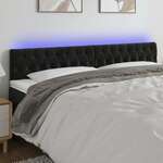 vidaXL LED posteljno vzglavje črno 200x7x78/88 cm žamet