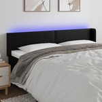 vidaXL LED posteljno vzglavje črno 203x16x78/88 cm umetno usnje