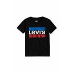 Otroški t-shirt Levi's črna barva - črna. Otroški T-shirt iz kolekcije Levi's. Model izdelan iz pletenine s potiskom.