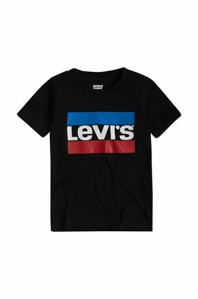 Otroški t-shirt Levi's črna barva - črna. Otroški T-shirt iz kolekcije Levi's. Model izdelan iz pletenine s potiskom.