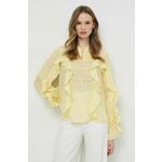 Majica Twinset ženska, rumena barva - rumena. Bluza iz kolekcije Twinset, izdelana iz enobarvne tkanine. Model iz izjemno udobne, zračne tkanine.