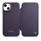 iCARER ce premium leather folio case iphone 14 plus magnetic flip leather folio case magsafe dark purple (wmi14220715-dp)