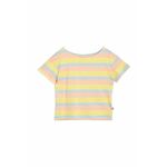 Otroška bombažna kratka majica Mini Rodini rumena barva - rumena. Otroške kratka majica iz kolekcije Mini Rodini. Model izdelan iz vzorčaste pletenine.