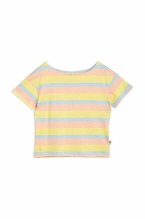 Otroška bombažna kratka majica Mini Rodini rumena barva - rumena. Otroške kratka majica iz kolekcije Mini Rodini. Model izdelan iz vzorčaste pletenine.