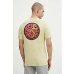 Bombažna kratka majica Rip Curl moški, rumena barva - rumena. Kratka majica iz kolekcije Rip Curl, izdelana iz elastične pletenine. Model iz zračne bombažne tkanine.