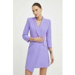 Obleka Elisabetta Franchi vijolična barva - vijolična. Obleka iz kolekcije Elisabetta Franchi. Model izdelan iz elastičnega materiala, ki poudari in oblikuje postavo. Zaradi vsebnosti poliestra je tkanina bolj odporna na gubanje.