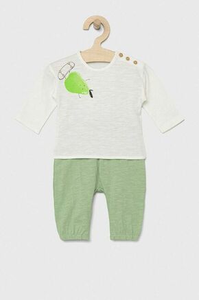 Otroški bombažni komplet United Colors of Benetton zelena barva - zelena. Komplet za dojenčka iz kolekcije United Colors of Benetton. Model izdelan iz udobne pletenine. Lahek in udoben model