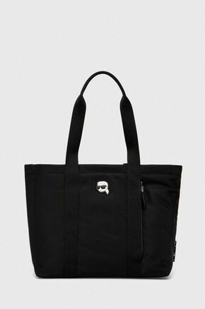 Torbica Karl Lagerfeld črna barva - črna. Velika torbica iz kolekcije Karl Lagerfeld. Model na zapenjanje