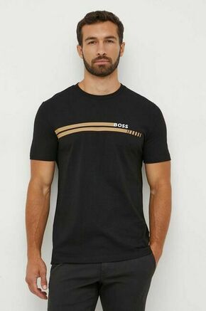 Bombažna kratka majica BOSS črna barva - črna. Kratka majica iz kolekcije BOSS