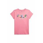 Otroška bombažna kratka majica Polo Ralph Lauren roza barva - roza. Otroške Top za oblikovanje postave iz kolekcije Polo Ralph Lauren. Model izdelan iz tanke, rahlo elastične pletenine.