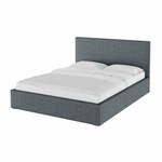 Siva oblazinjena zakonska postelja s prostorom za shranjevanje z letvenim dnom 180x200 cm Bufo Bed – MESONICA