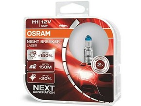 OSRAM 12V Žarnica Osram 64150NL-HCB DUO-Pack 12V 55W H1 P14.5s Night Breaker LASER (2 x H1) par +150%