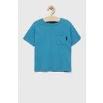 Otroška bombažna kratka majica Sisley - modra. Otroške lahkotna kratka majica iz kolekcije Sisley, izdelana iz pletenine, prijetne na optip. Model iz izjemno udobne bombažne tkanine.