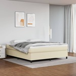 shumee Box spring postelja z vzmetnico krem 160x200 cm umetno usnje