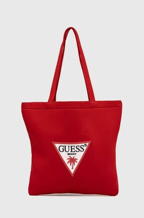 Guess Torba - rdeča. Velik torba iz zbirke Guess. Model narejen neobjavnjeno iz tekstopisnega materiala.