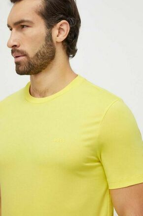 Bombažna kratka majica BOSS rumena barva - rumena. Kratka majica iz kolekcije BOSS. Model izdelan iz tanke
