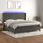 Box spring postelja z vzmetnico LED temno siva 200x200 cm žamet - vidaXL - Siva - 94,89 - 200 x 200 cm - vidaXL