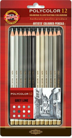 Koh-i-Noor POLYCOLOR barvice 12 kosov siva serija