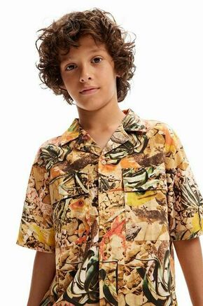 Otroška bombažna srajca Desigual rjava barva - rjava. Otroški srajca iz kolekcije Desigual. Model izdelan iz vzorčaste tkanine.