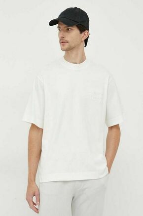 Bombažna kratka majica Lacoste bela barva - bela. Ohlapna kratka majica iz kolekcije Lacoste