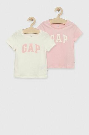 Otroška bombažna kratka majica GAP 2-pack roza barva - roza. Otroški Lahkotna kratka majica iz kolekcije GAP. Model izdelan iz tanke