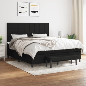 Box spring postelja z vzmetnico črna 180x200 cm blago - vidaXL - črna - 88