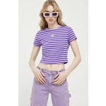 Kratka majica Guess Originals ženski, vijolična barva - vijolična. Kratka majica iz kolekcije Guess Originals, izdelana iz tanke, zelo elastične pletenine. Model iz mehke in na otip prijetne tkanine.