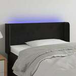 Greatstore LED posteljno vzglavje črno 83x16x78/88 cm žamet