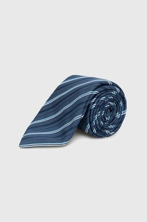 Kravata s primesjo svile BOSS mornarsko modra barva - mornarsko modra. Kravata iz kolekcije BOSS. Model izdelan iz vzorčaste tkanine.