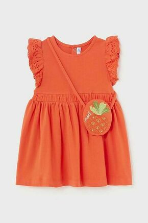 Obleka za dojenčka Mayoral oranžna barva - oranžna. Obleka za dojenčke iz kolekcije Mayoral. Nabran model