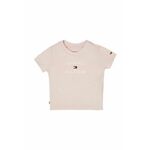 Kratka majica za dojenčka Tommy Hilfiger roza barva - roza. Kratka majica za dojenčka iz kolekcije Tommy Hilfiger. Model izdelan iz pletenine s potiskom.