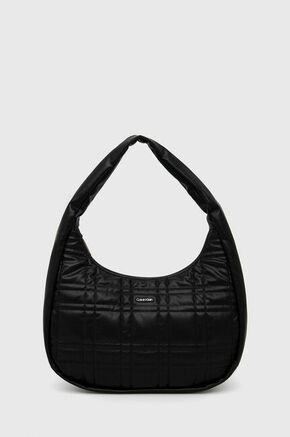 Torbica Calvin Klein črna barva - črna. Velika torbica iz kolekcije Calvin Klein. na zapenjanje model izdelan iz ekološkega usnja.