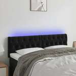 vidaXL LED posteljno vzglavje črno 144x7x78/88 cm žamet