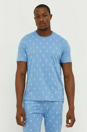 Bombažen pižama t-shirt Polo Ralph Lauren - modra. Pižama majica iz kolekcije Polo Ralph Lauren. Model izdelan iz elastične pletenine.