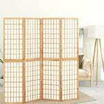 shumee Zložljiv 4-delni paravan japonski stil 160x170 cm bele barve